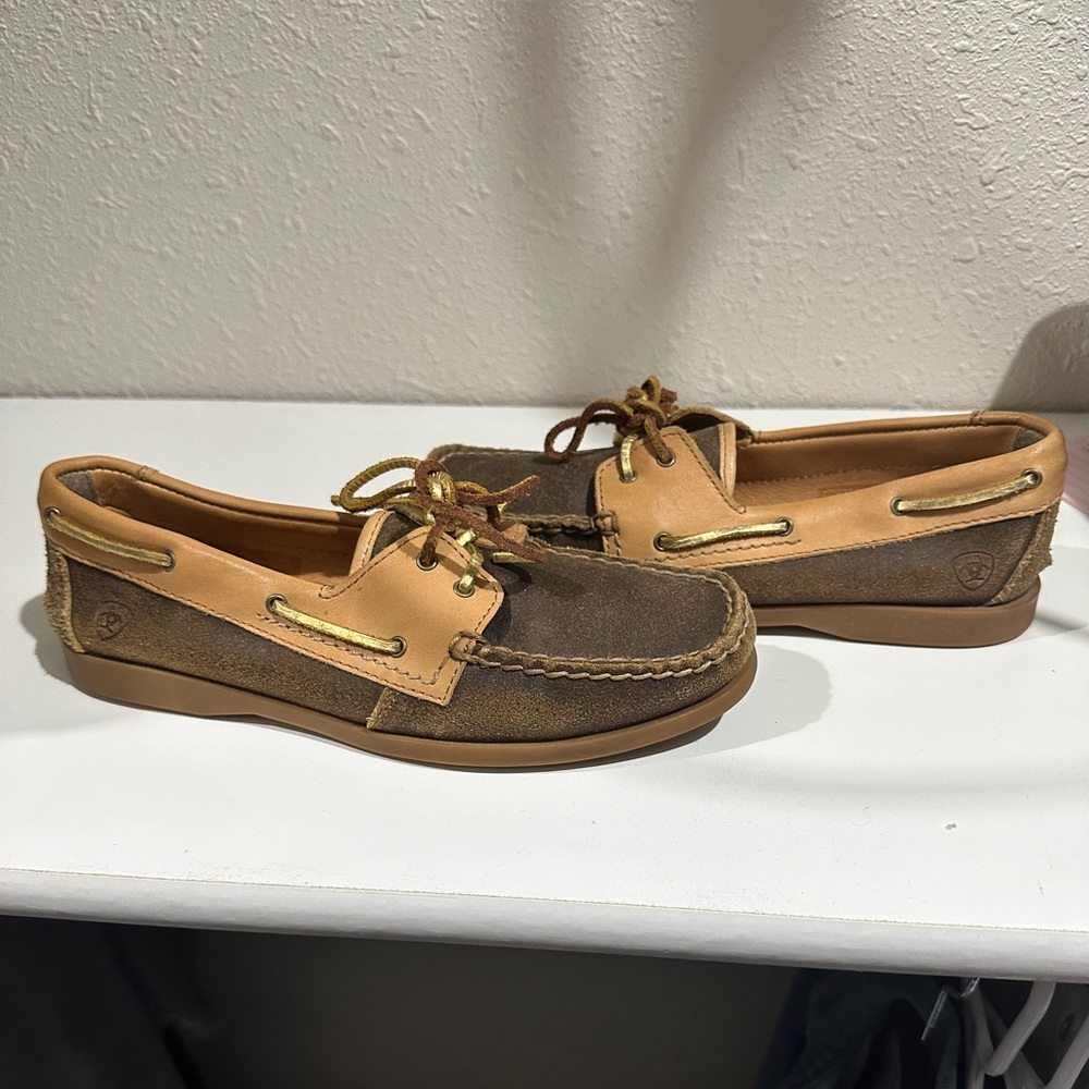 Ariat Yuma Brown Leather Moccasin Boat Shoe